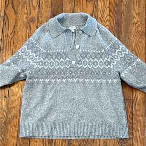 J. Crew Light Gray Patterned Knit Sweater